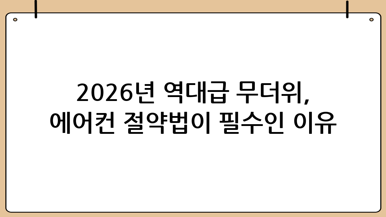 2026년 역대급 무더위, 에어컨 절약법이 필수인 이유