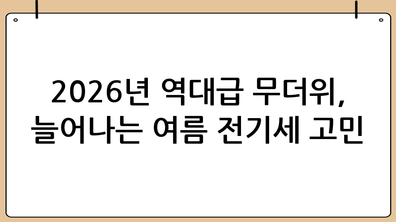 2026년 역대급 무더위, 늘어나는 여름 전기세 고민