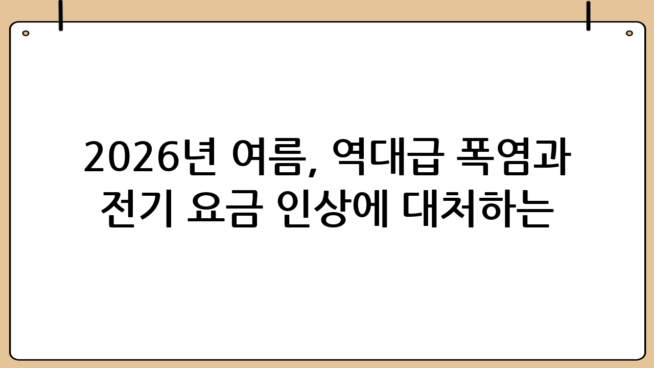 2026년 여름, 역대급 폭염과 전기 요금 인상에 대처하는 법