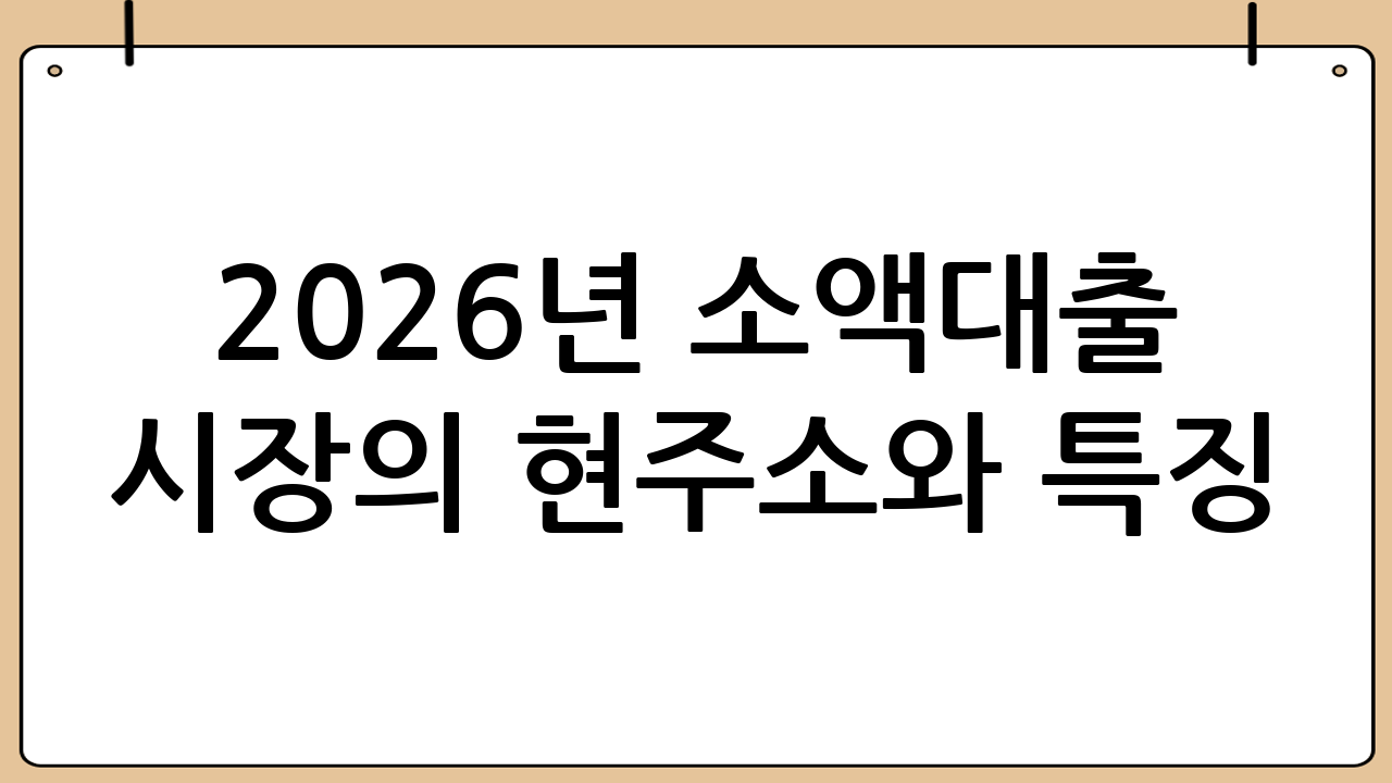 2026년 소액대출 시장의 현주소와 특징