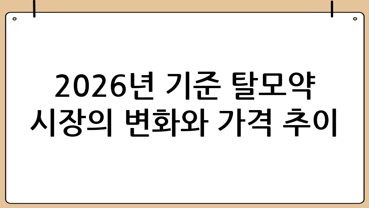 2026년 기준 탈모약 시장의 변화와 가격 추이