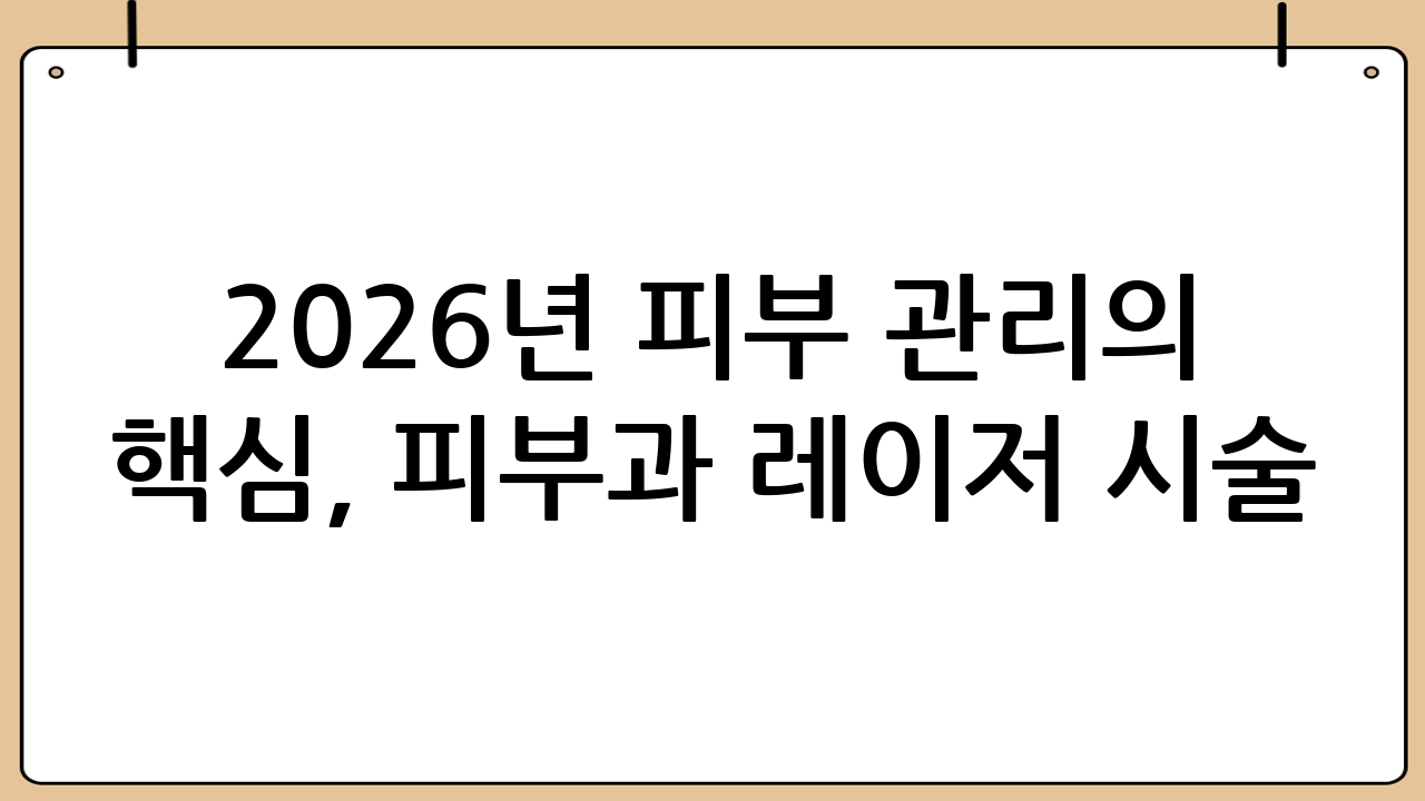 2026년 피부 관리의 핵심, 피부과 레이저 시술