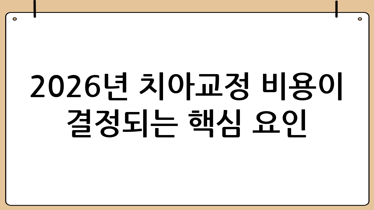 2026년 치아교정 비용이 결정되는 핵심 요인