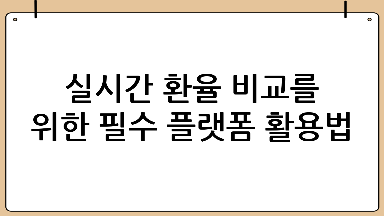 실시간 환율 비교를 위한 필수 플랫폼 활용법