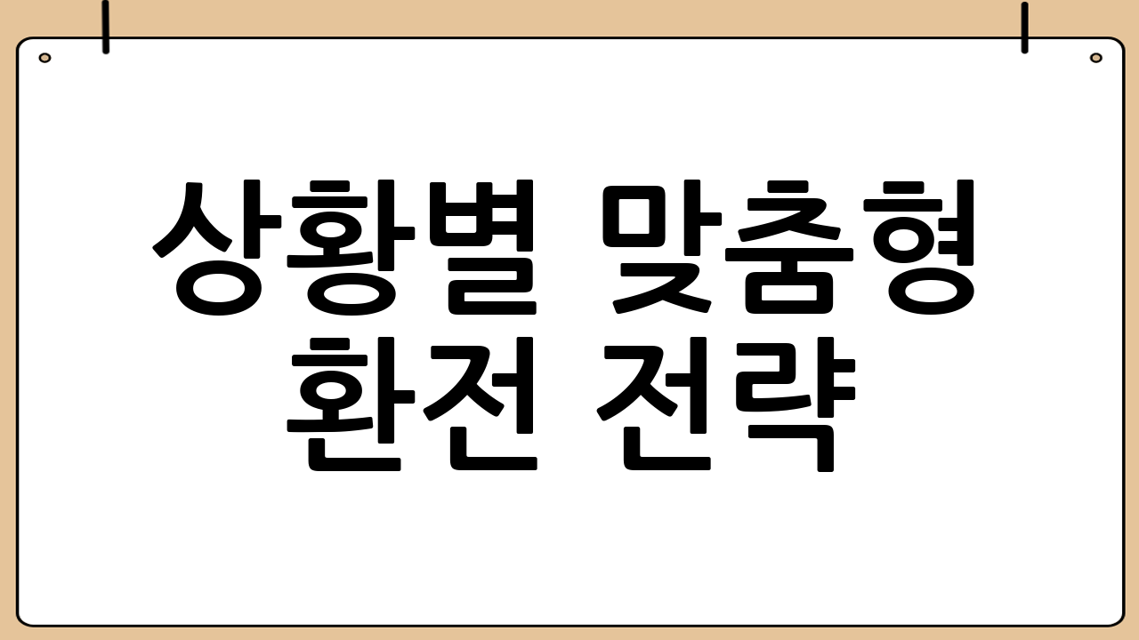 상황별 맞춤형 환전 전략