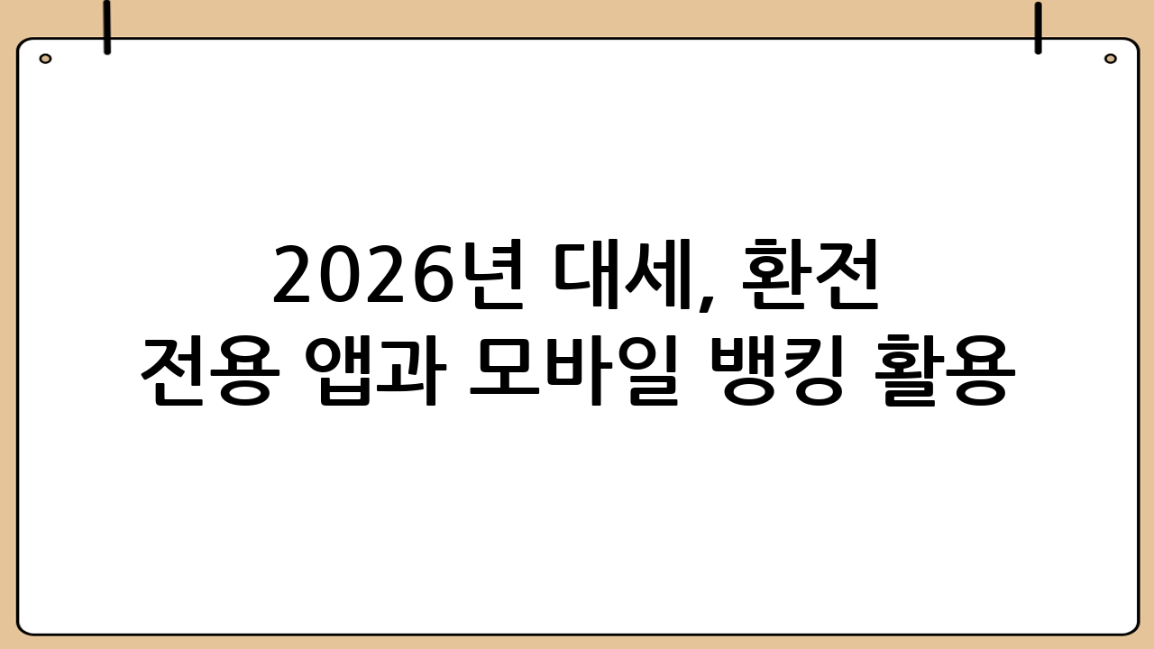 2026년 대세, 환전 전용 앱과 모바일 뱅킹 활용