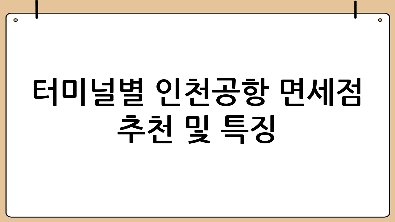 터미널별 인천공항 면세점 추천 및 특징