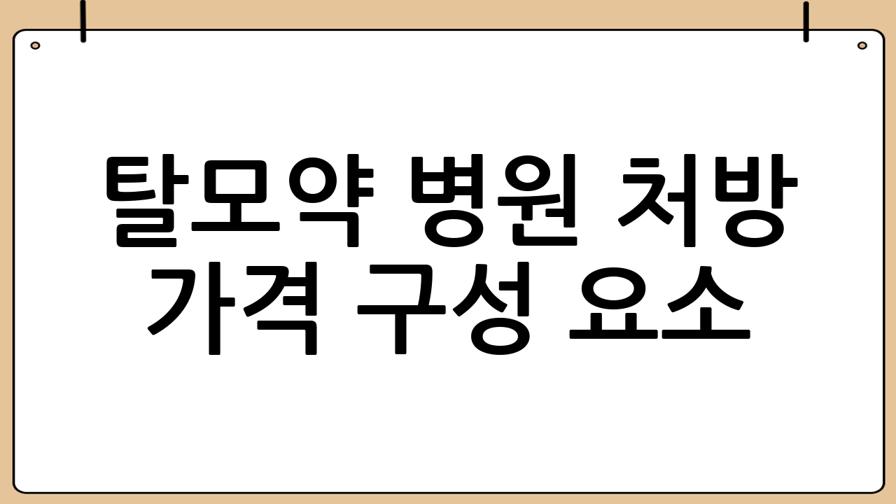 탈모약 병원 처방 가격 구성 요소