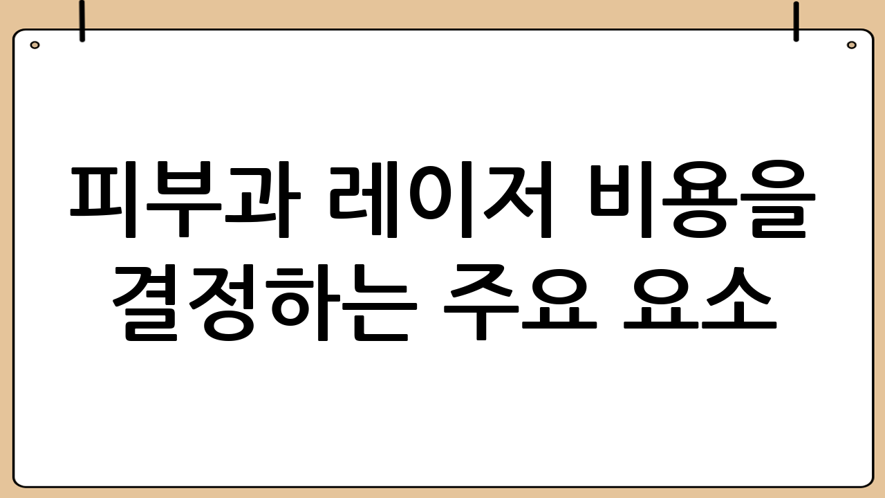 피부과 레이저 비용을 결정하는 주요 요소