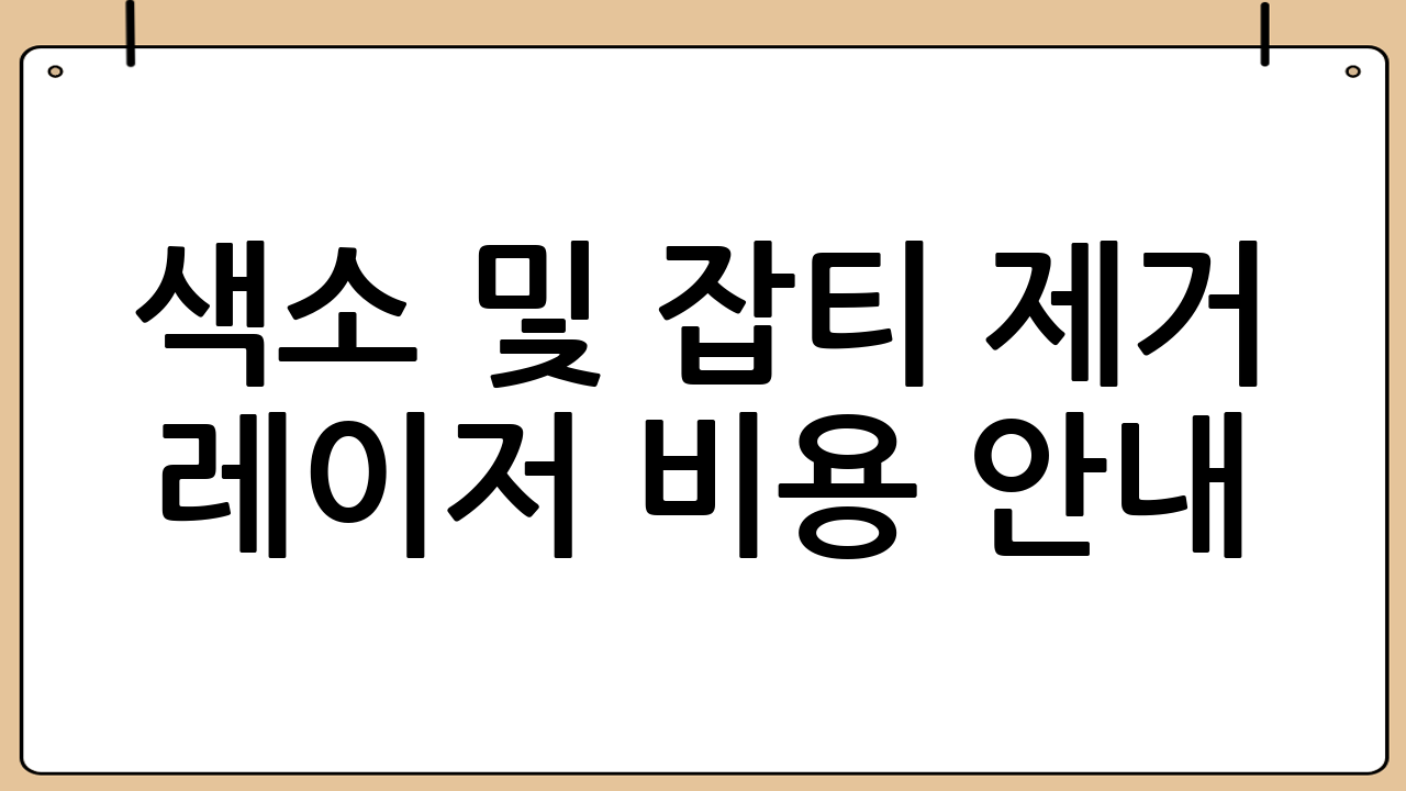 색소 및 잡티 제거 레이저 비용 안내