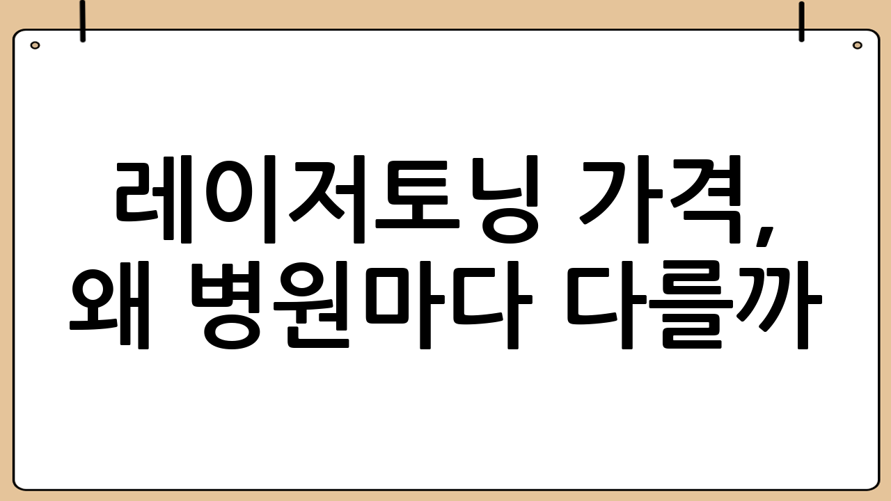 레이저토닝 가격, 왜 병원마다 다를까?