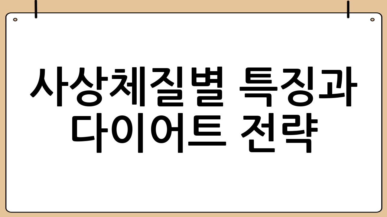 사상체질별 특징과 다이어트 전략
