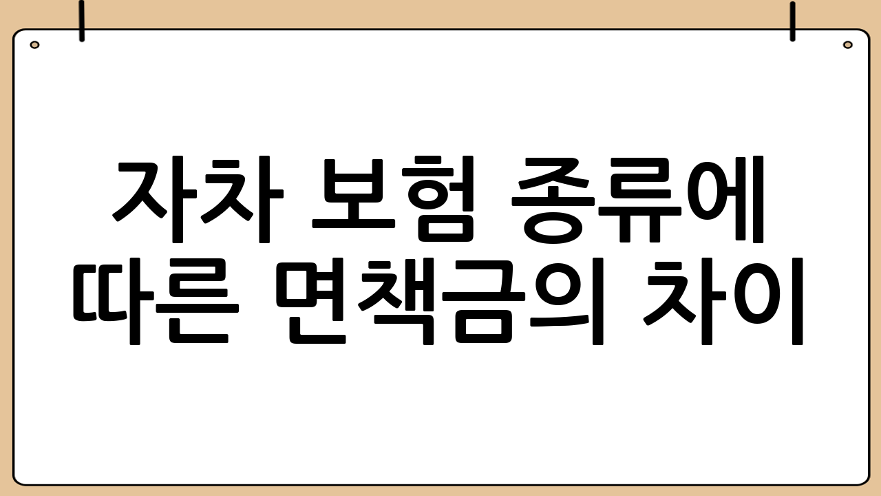 자차 보험 종류에 따른 면책금의 차이