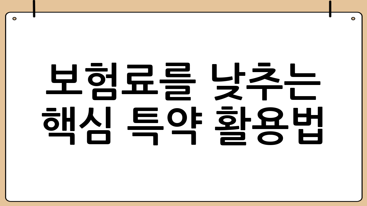 보험료를 낮추는 핵심 특약 활용법