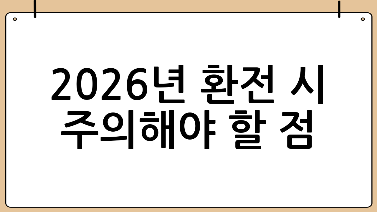 2026년 환전 시 주의해야 할 점