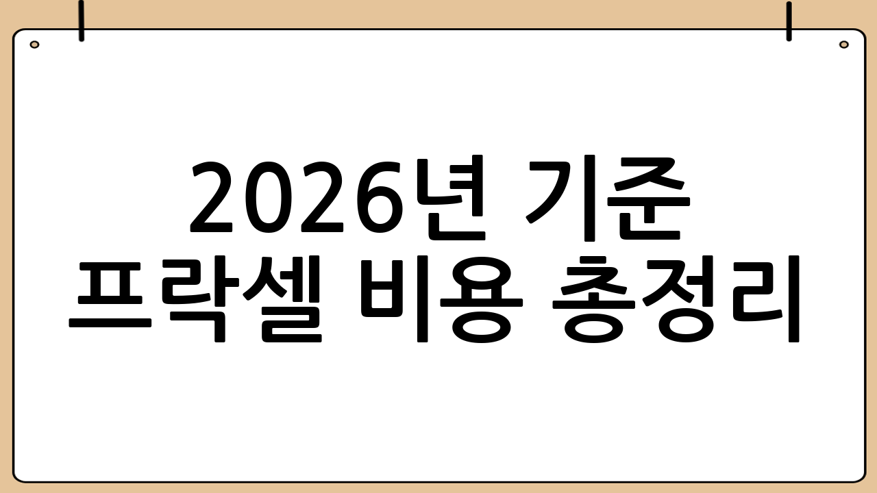 2026년 기준 프락셀 비용 총정리
