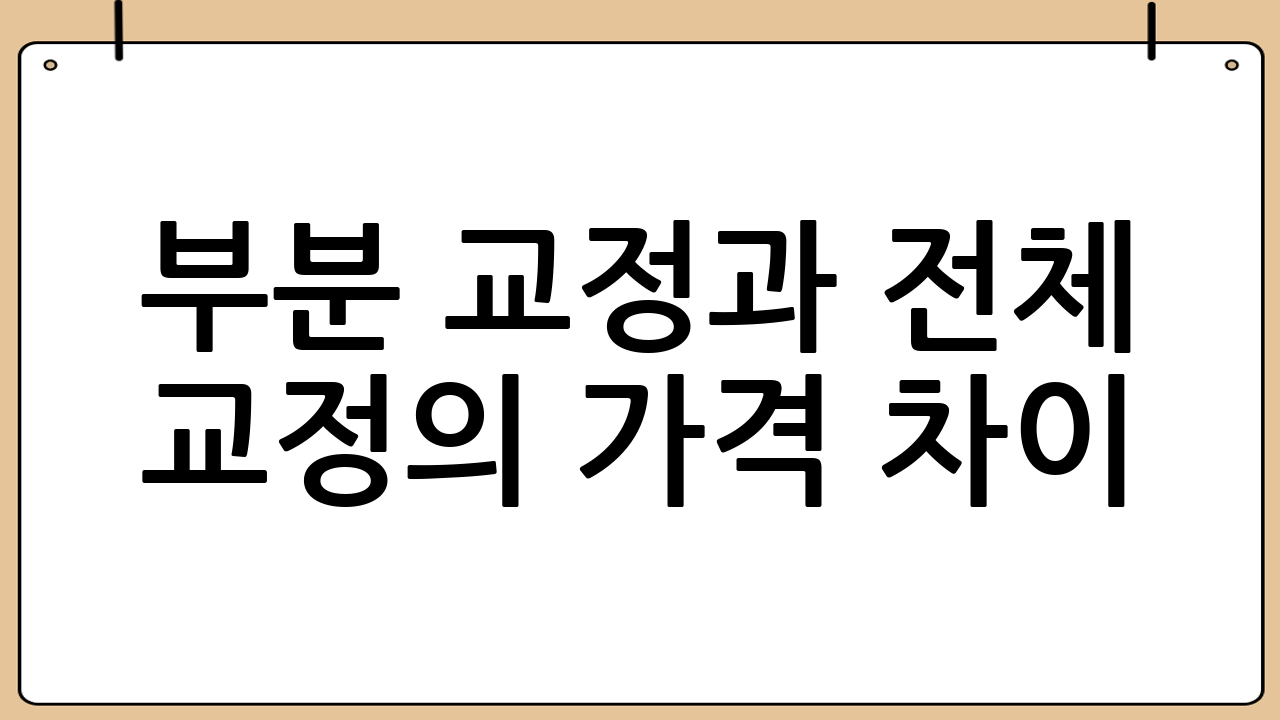 부분 교정과 전체 교정의 가격 차이