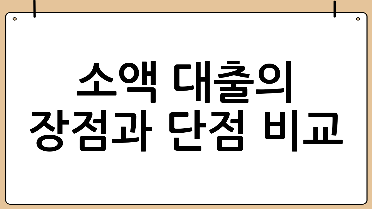 소액 대출의 장점과 단점 비교