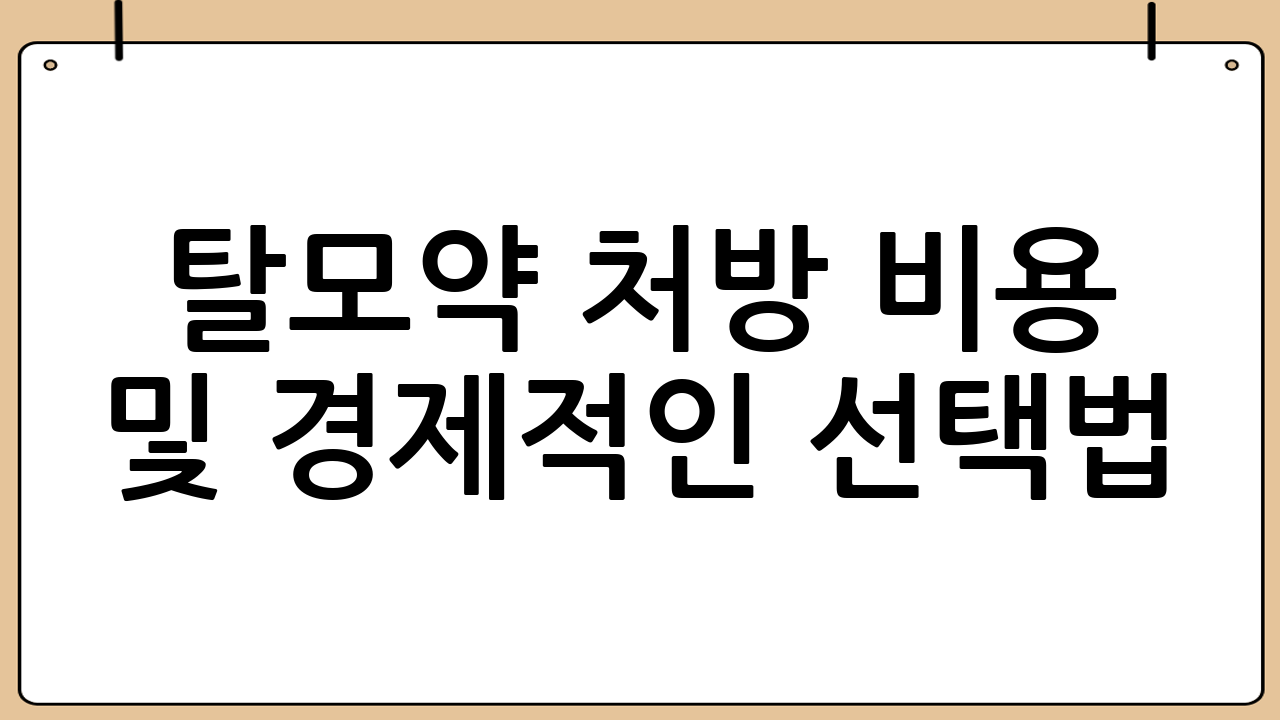 탈모약 처방 비용 및 경제적인 선택법