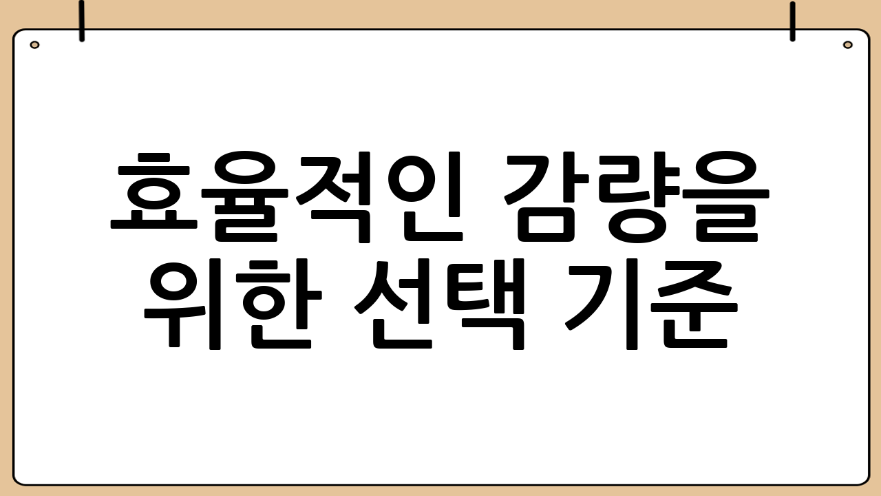 효율적인 감량을 위한 선택 기준