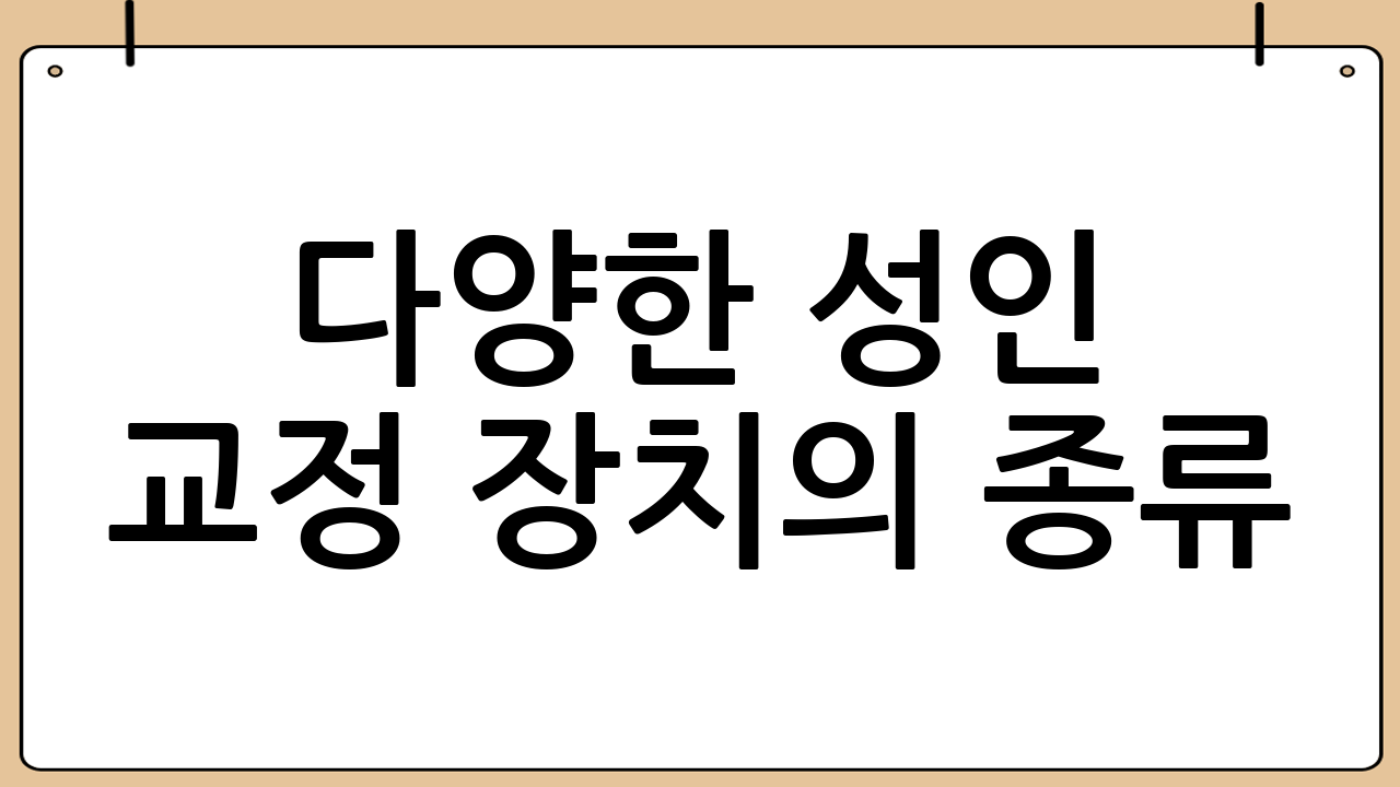 다양한 성인 교정 장치의 종류