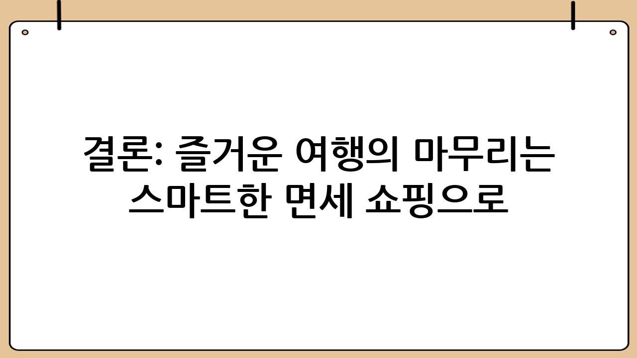 결론: 즐거운 여행의 마무리는 스마트한 면세 쇼핑으로