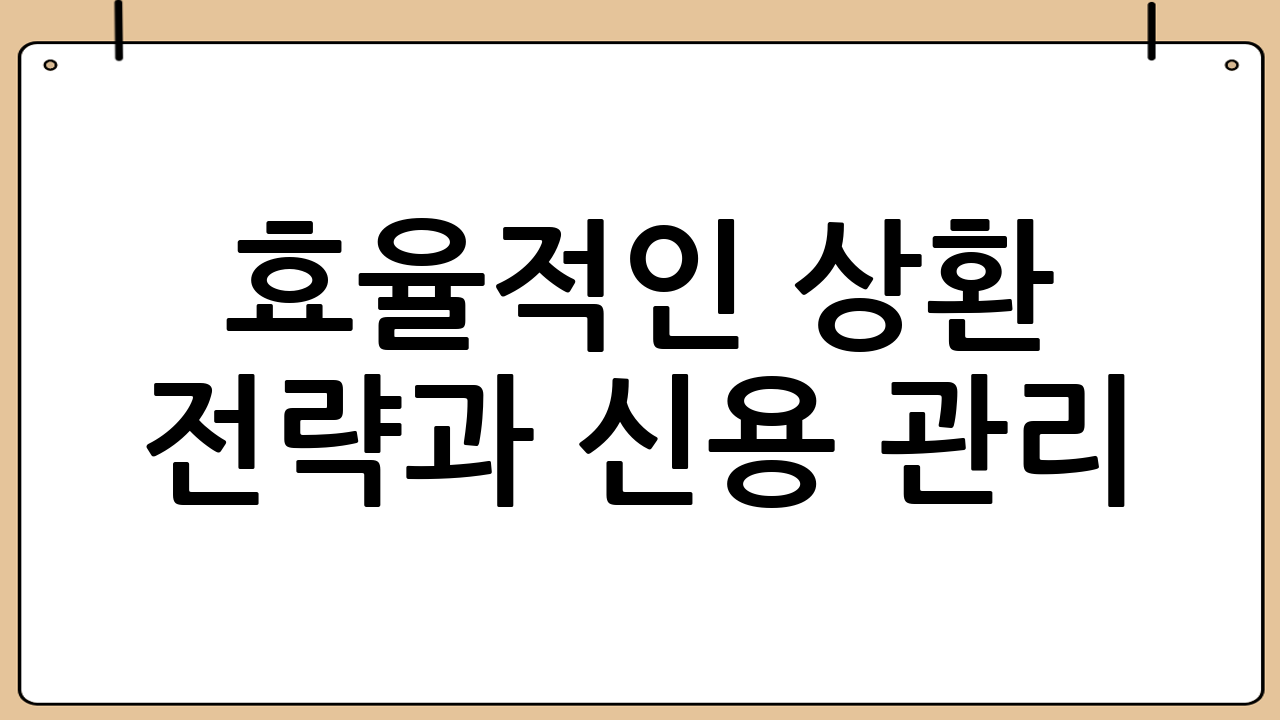 효율적인 상환 전략과 신용 관리