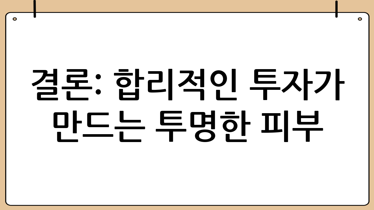 결론: 합리적인 투자가 만드는 투명한 피부