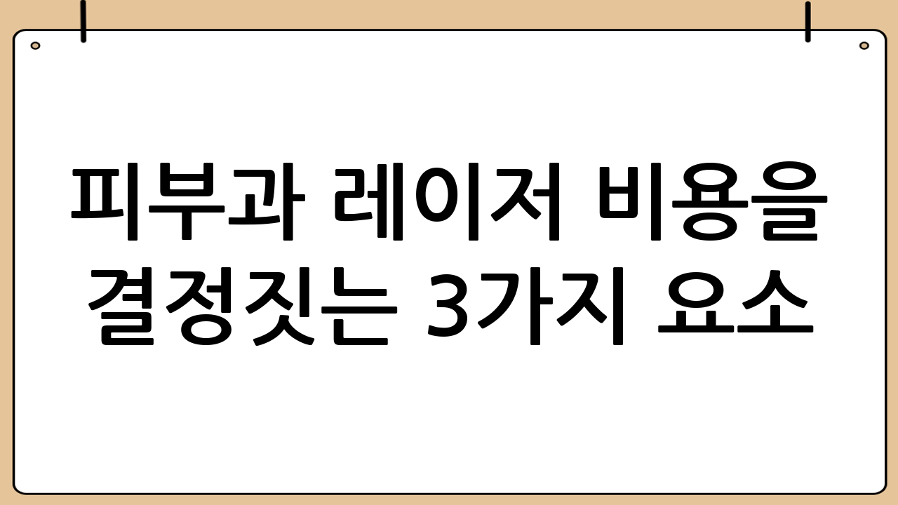 피부과 레이저 비용을 결정짓는 3가지 요소