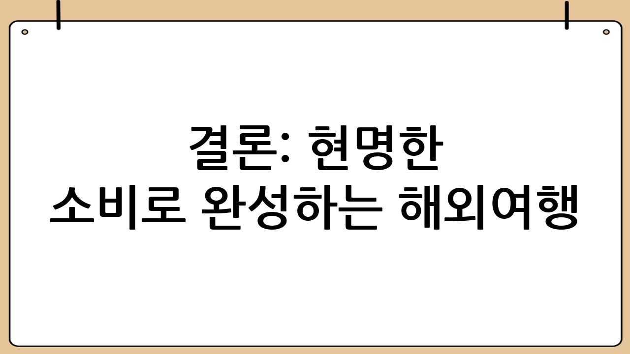 결론: 현명한 소비로 완성하는 해외여행