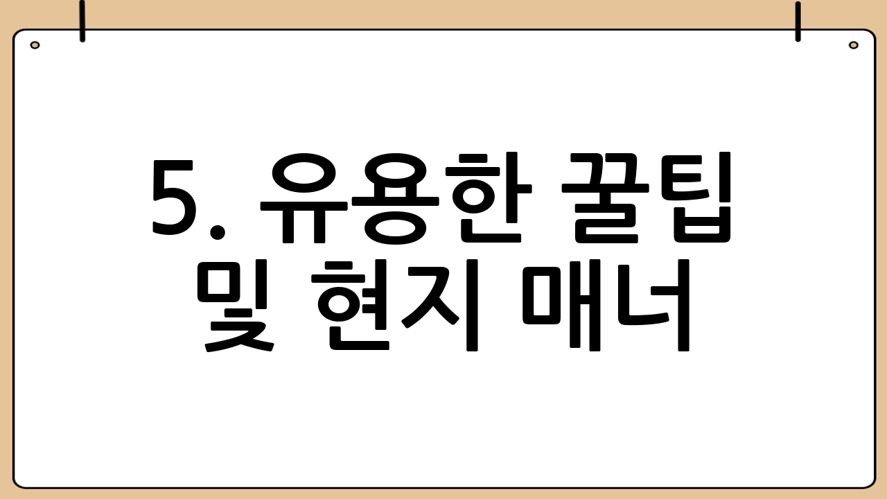 5. 유용한 꿀팁 및 현지 매너