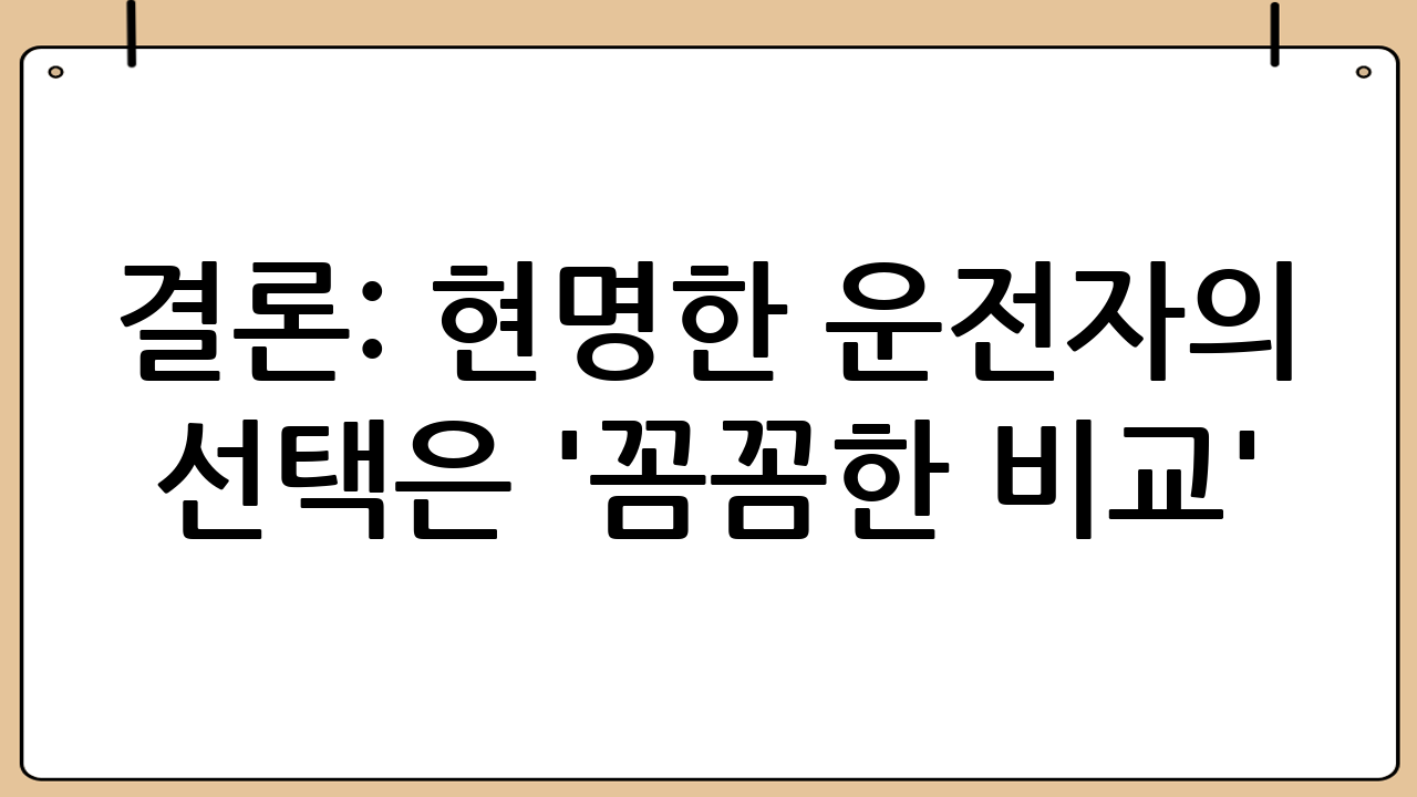 결론: 현명한 운전자의 선택은 '꼼꼼한 비교'
