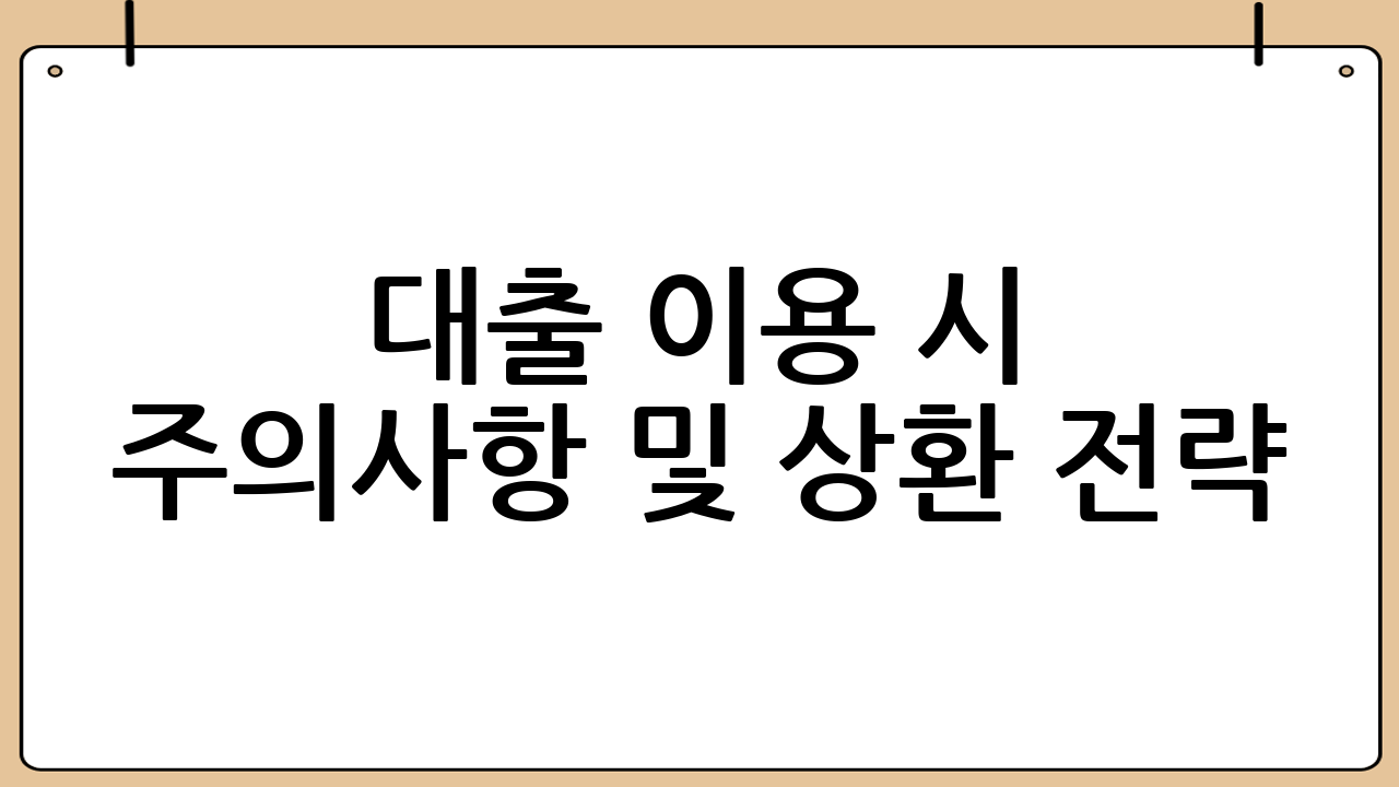 대출 이용 시 주의사항 및 상환 전략