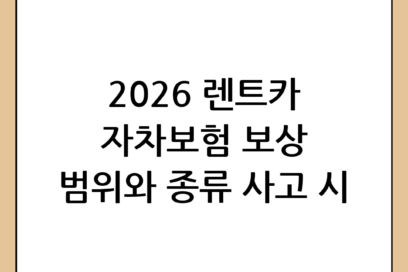 [2026 최신] 렌트카 자차보험 보상 범위와 종류 완벽 정리 가이드: 사고 시 피해 최소화 전략