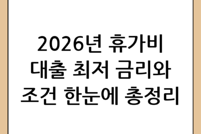 휴가비 대출 가능한 곳 총정리: 2026년 최신 조건 및 금리 비교