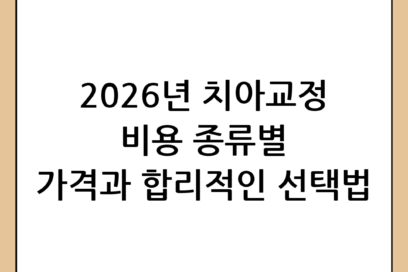 2026년 치아교정 비용 총정리: 종류별 가격 및 합리적인 선택 방법
