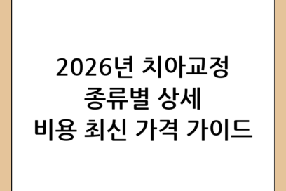 2026년 최신 치아교정 가격 및 종류별 상세 비용 가이드