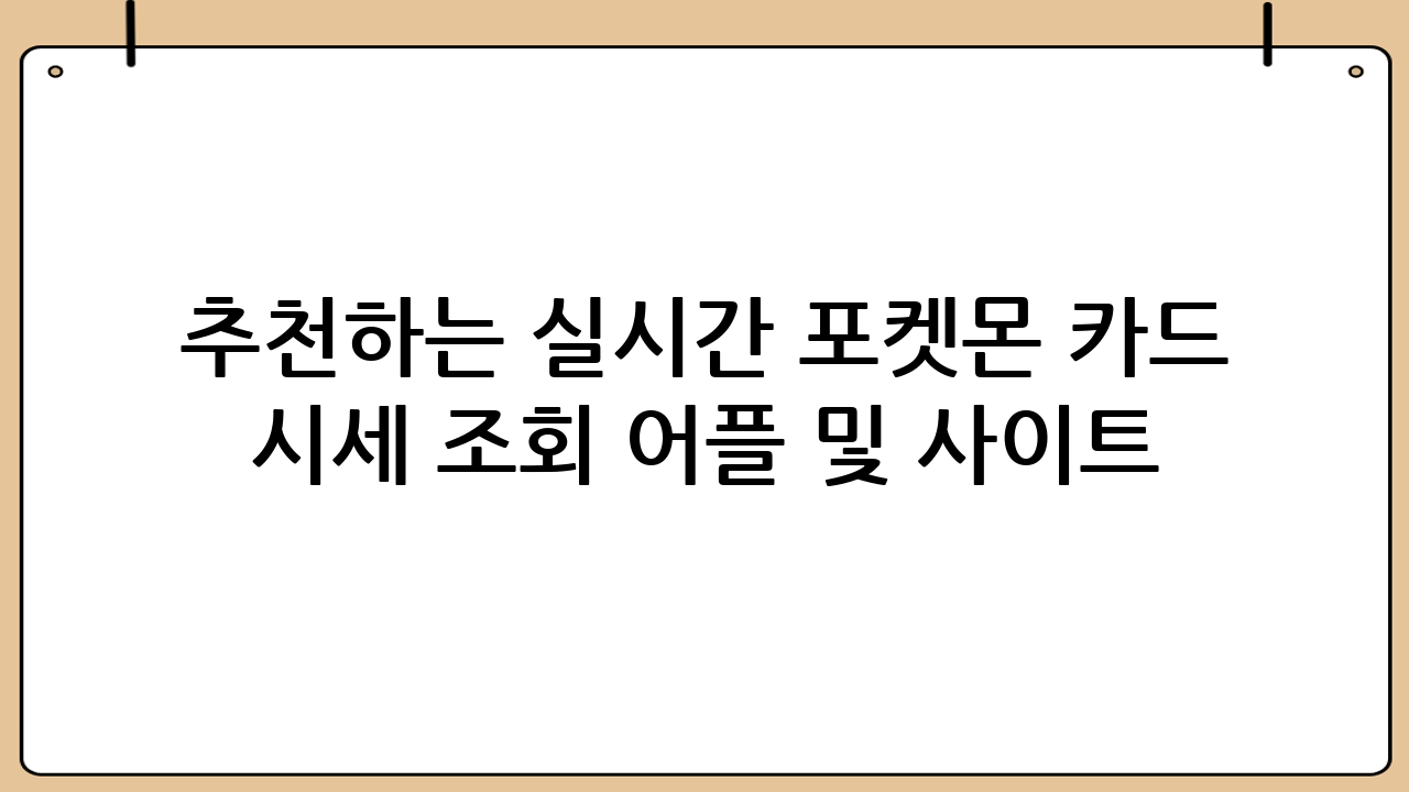 추천하는 실시간 포켓몬 카드 시세 조회 어플 및 사이트