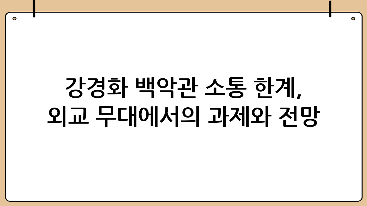 강경화 백악관 소통 한계, 외교 무대에서의 과제와 전망