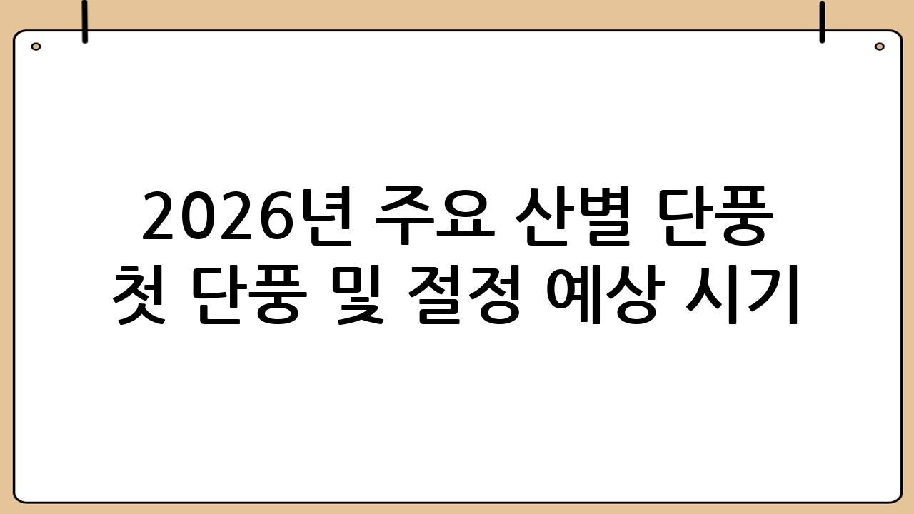 2026년 주요 산별 단풍 첫 단풍 및 절정 예상 시기
