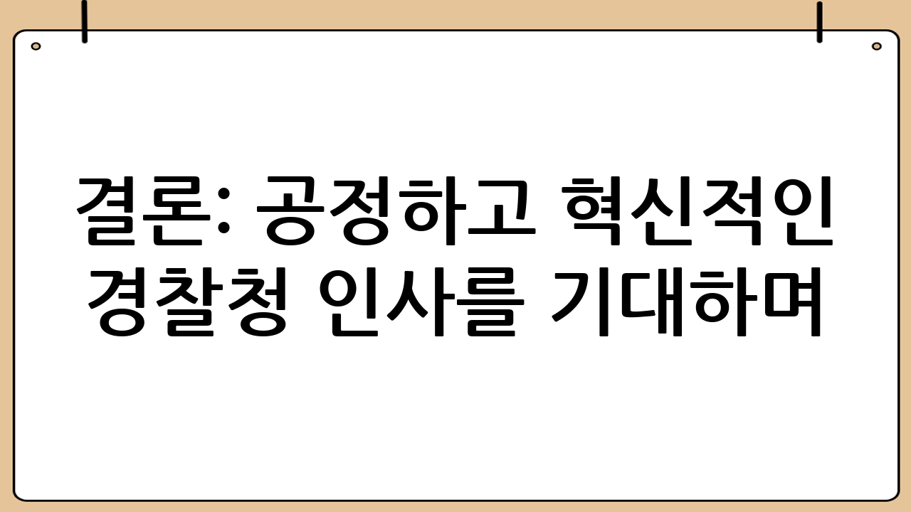 결론: 공정하고 혁신적인 경찰청 인사를 기대하며