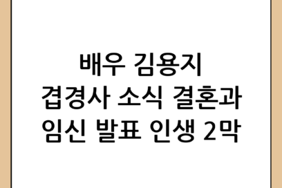 배우 김용지 결혼과 임신 발표, 새로운 인생 2막의 시작