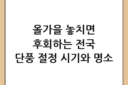 올가을 꼭 가봐야 할 2026 전국 단풍 절정 시기 & 명소 추천 BEST 5